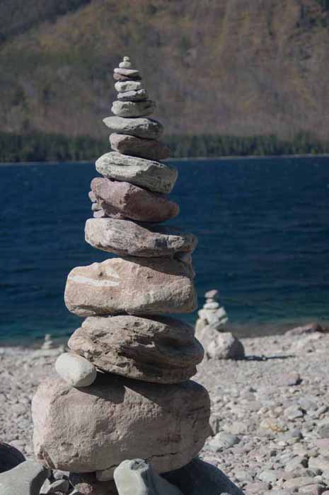 a beach of cairns, McDonald Lake Lodge